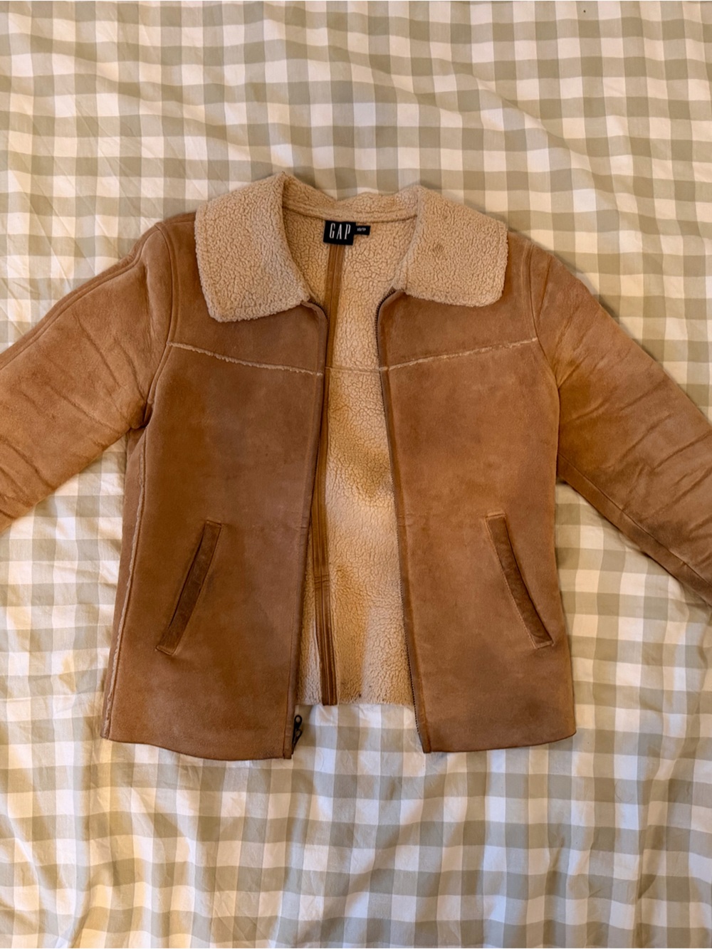 GAP Women’s Tan Suede Shearling Jacket